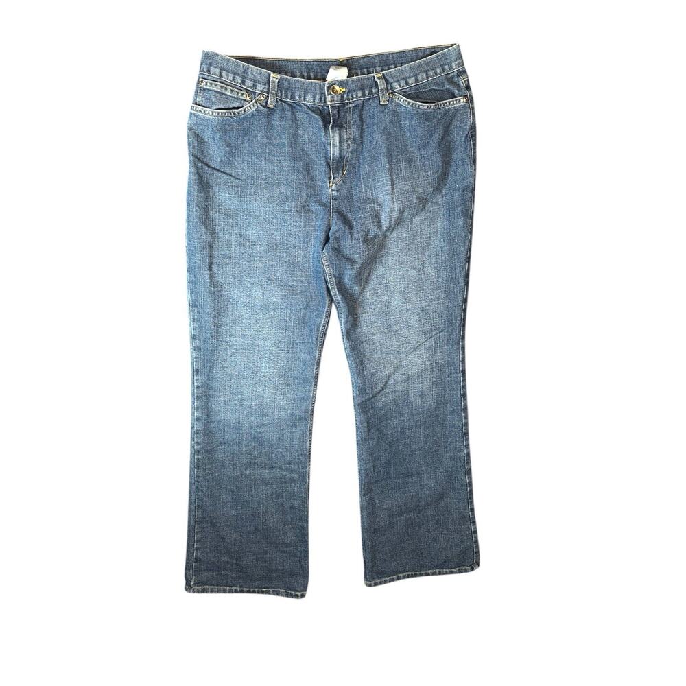 Jones New York Signature Jeans Womens 16 Boot Cut Flare Dark Wash Stretch